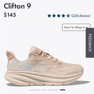 New in box Hoka Clifton 9 Sand Color, Size 9